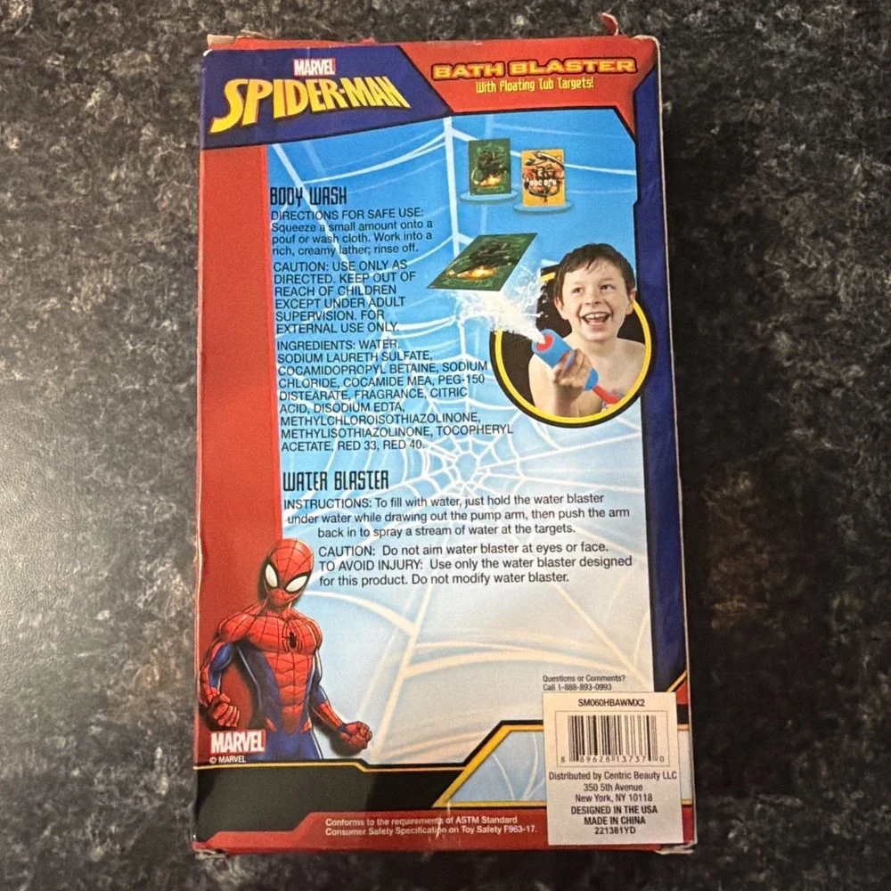 Spider-Man Bath Blaster Body Wash, Water Blaster & 2 Foam Targets New‎